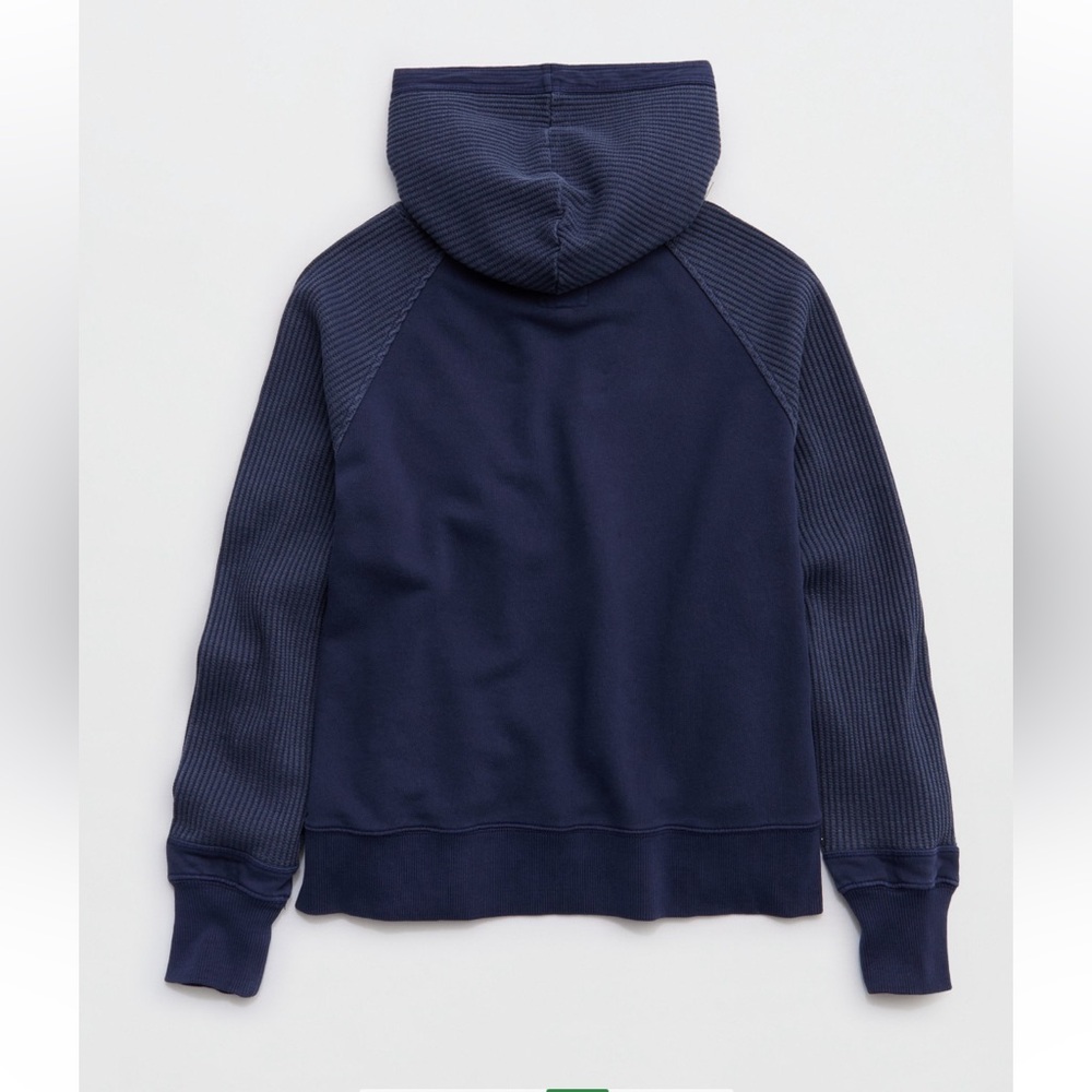 Aerie Na y Blue Essentials Waffle Hoodie Size Large NWT - Picture 5 of 6